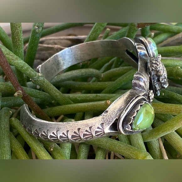 Sterling Turquoise & Buffalo Head Sandcast Cuff - Picture 8 of 8
